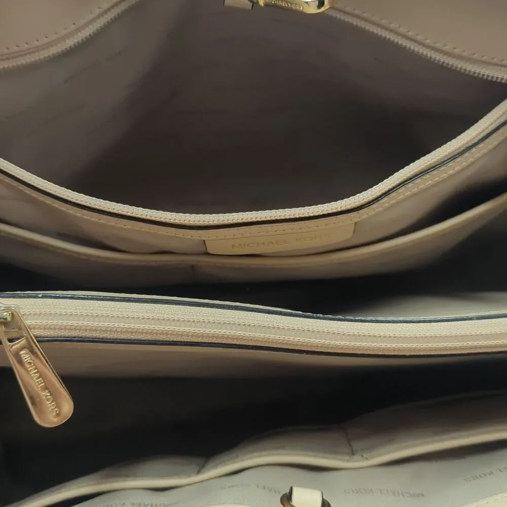 Michael Kors Jet Set Travel East West Monogram Tote Bag Purse Vanilla - Picture 14 of 16